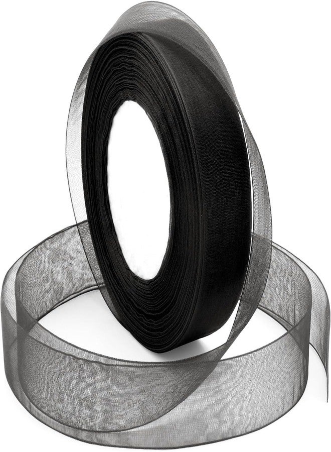 IMPRINT Sheer Organza Chiffon Ribbon, 1 Inch Wide, 35 Metre Length, Black - Image 3
